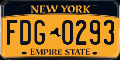 NY license plate FDG0293