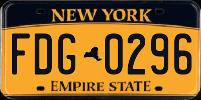 NY license plate FDG0296