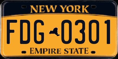NY license plate FDG0301
