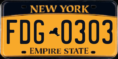 NY license plate FDG0303
