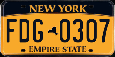 NY license plate FDG0307