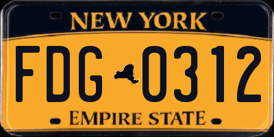 NY license plate FDG0312