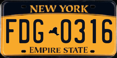 NY license plate FDG0316