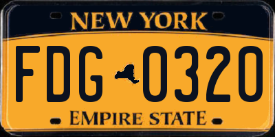NY license plate FDG0320