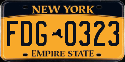 NY license plate FDG0323