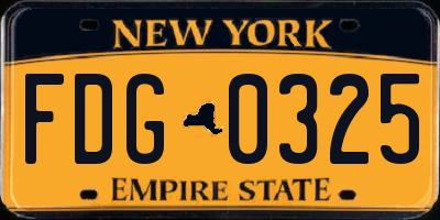 NY license plate FDG0325