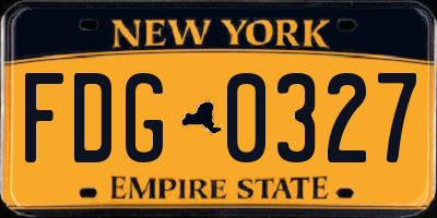 NY license plate FDG0327