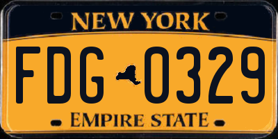 NY license plate FDG0329
