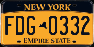 NY license plate FDG0332