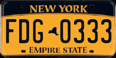 NY license plate FDG0333