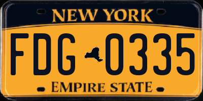NY license plate FDG0335