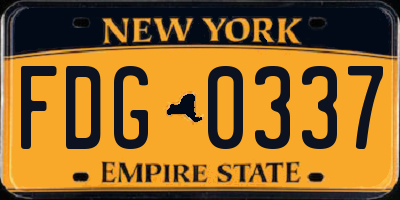 NY license plate FDG0337