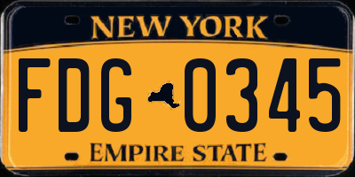 NY license plate FDG0345