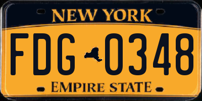 NY license plate FDG0348