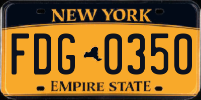 NY license plate FDG0350