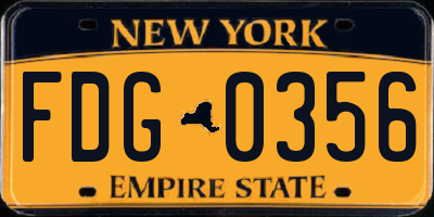 NY license plate FDG0356