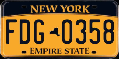 NY license plate FDG0358