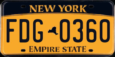 NY license plate FDG0360