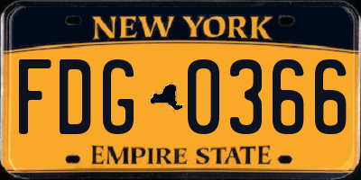 NY license plate FDG0366