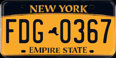NY license plate FDG0367