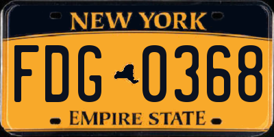 NY license plate FDG0368