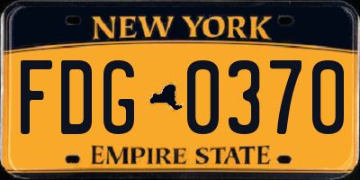 NY license plate FDG0370