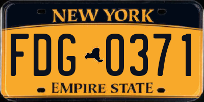 NY license plate FDG0371