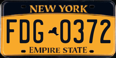 NY license plate FDG0372