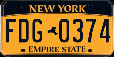 NY license plate FDG0374