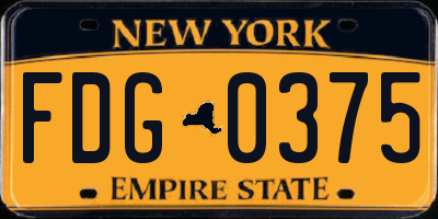 NY license plate FDG0375