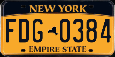 NY license plate FDG0384