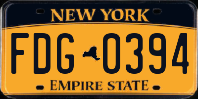 NY license plate FDG0394