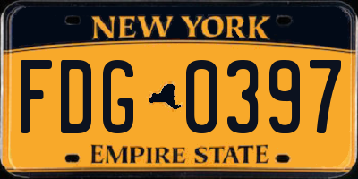 NY license plate FDG0397