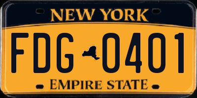 NY license plate FDG0401