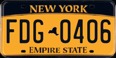 NY license plate FDG0406