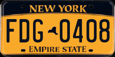 NY license plate FDG0408