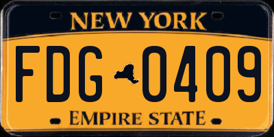 NY license plate FDG0409