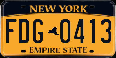 NY license plate FDG0413