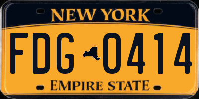 NY license plate FDG0414