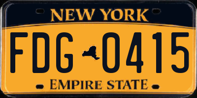NY license plate FDG0415