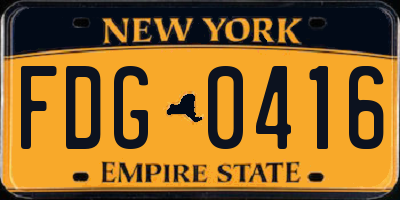NY license plate FDG0416