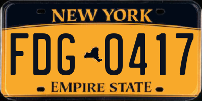 NY license plate FDG0417