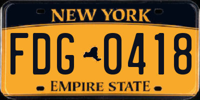 NY license plate FDG0418