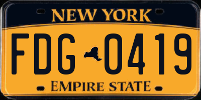 NY license plate FDG0419