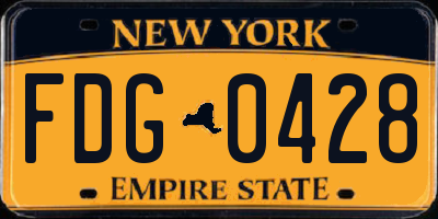 NY license plate FDG0428