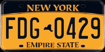 NY license plate FDG0429
