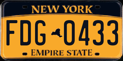 NY license plate FDG0433