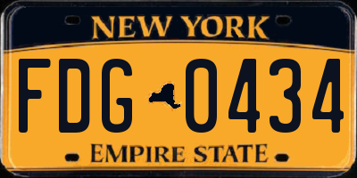 NY license plate FDG0434