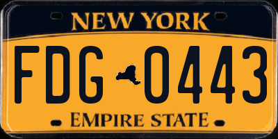 NY license plate FDG0443