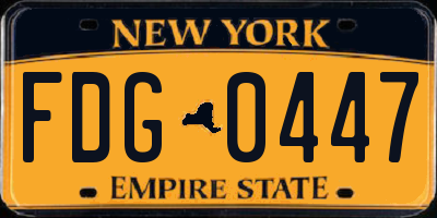 NY license plate FDG0447